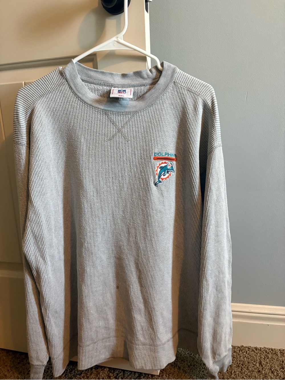 NFL Miami Dolphins Light Gray Thermal Crewneck Sweatshirt